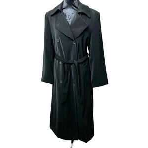Gallery Vintage Black Trench Coat Women’s Size 8 – 50” Full Length Lightweight